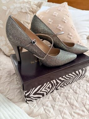 Dana Buchman Metallic Glitter Mary Jane Pumps - Silver